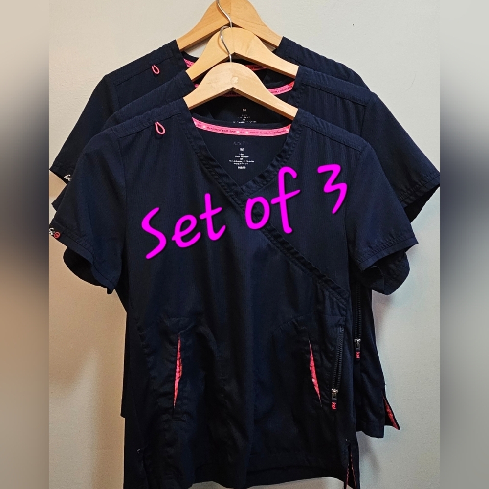 Lot of 3 - Koi Lite 316 Philosophy Scrub Top Women's Medium Slim Fit Navy Blue